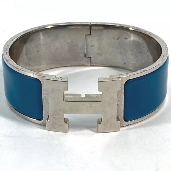 HERMES Accessory bracelet Click crack GM Bangle Metal blue/Silver - Picture 1 of 7